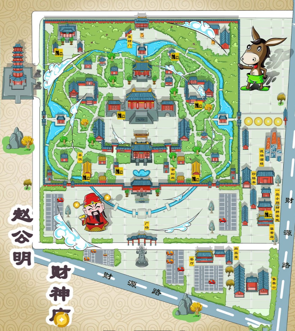 华阴寺庙类手绘地图